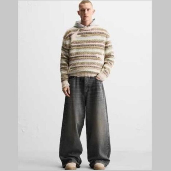 NEW Zara Jacquard Striped Sweater M - Picture 1 of 12